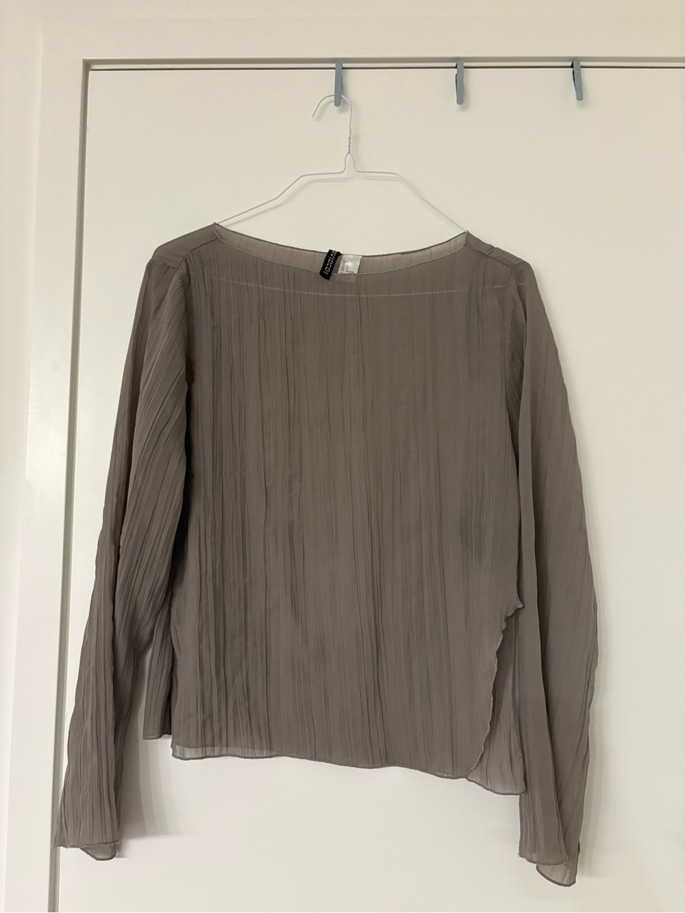 H&M Grey Sheer Long-Sleeve Top